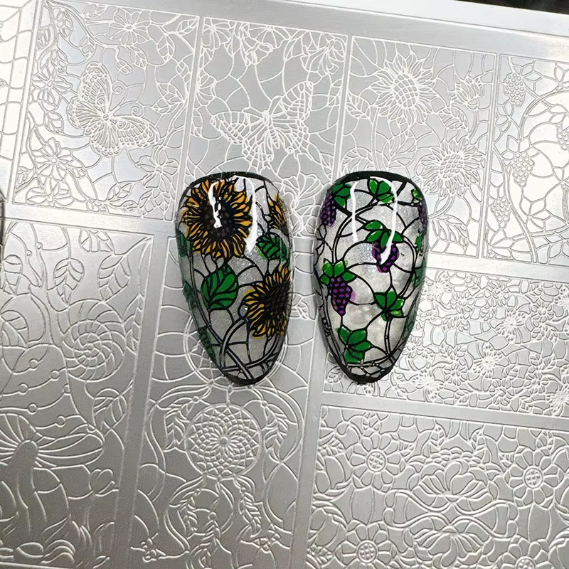 XMQ STAMPING NAIL PLATES Fleurs TEMPLATES TOOLS