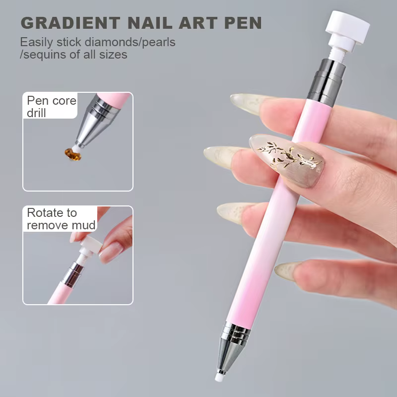 Stylo de peinture diamant dégradé Macaron avec stylo de cire rechargeable, stylo de forage à pointe 