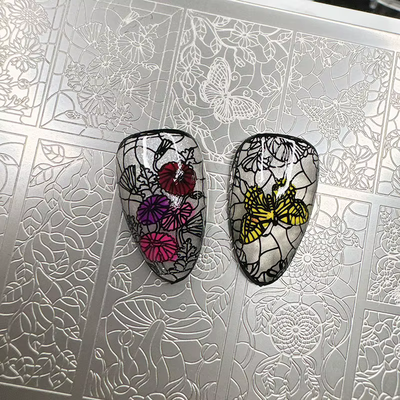XMQ STAMPING NAIL PLATES Fleurs TEMPLATES TOOLS