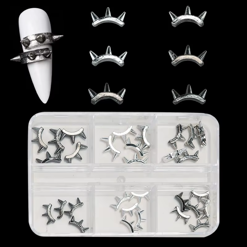 30 pièces nouveau foncé et Cool Y2K Punk Style métal lourd rétro Rivet alliage Nail Art accessoires 
