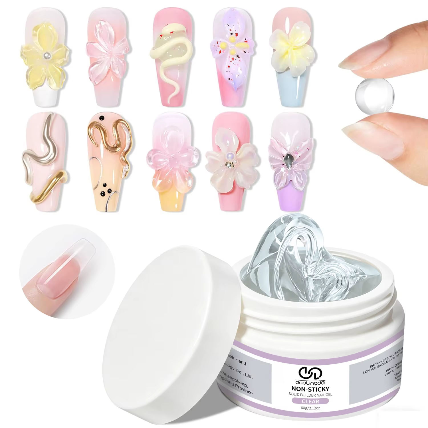 DOULINGDAI Gel de construction solide 60 ml pour ongles, gel sculptant 3D pour nail art, formule ant