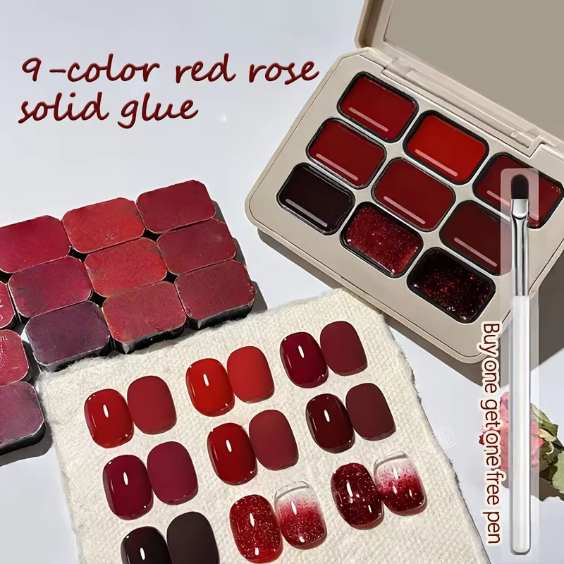 Vernis à ongles gel rouge bordeaux foncé 9 couleurs, peinture gel pour nail art semi-permanente, man