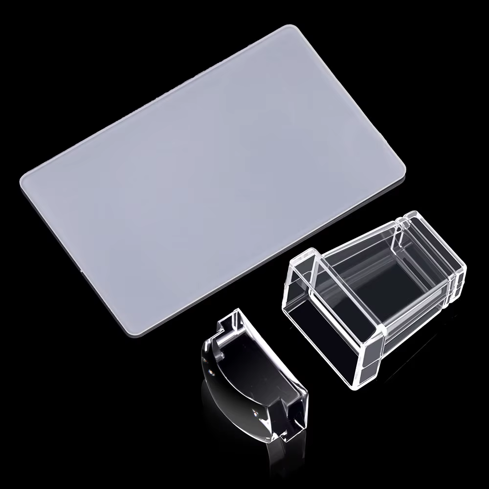 Plaques d'estampage carrées en Silicone pour Nail Art, accessoires et outils de manucure, modèles de