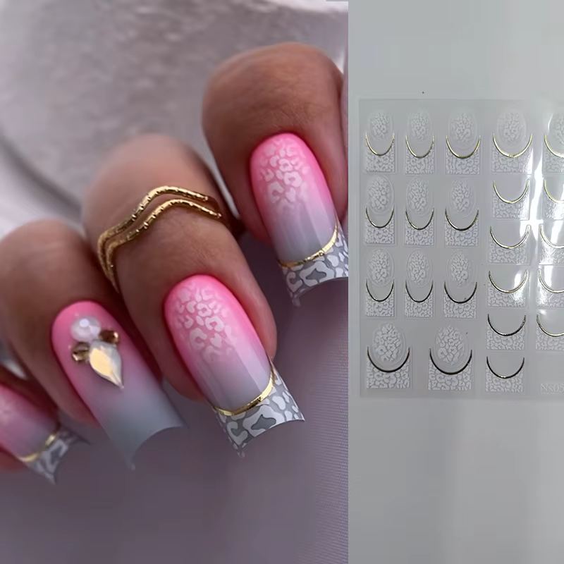Autocollants auto-adhésifs pour ongles, décalcomanies sexy, léopard, mode animale, ligne dégradée, a