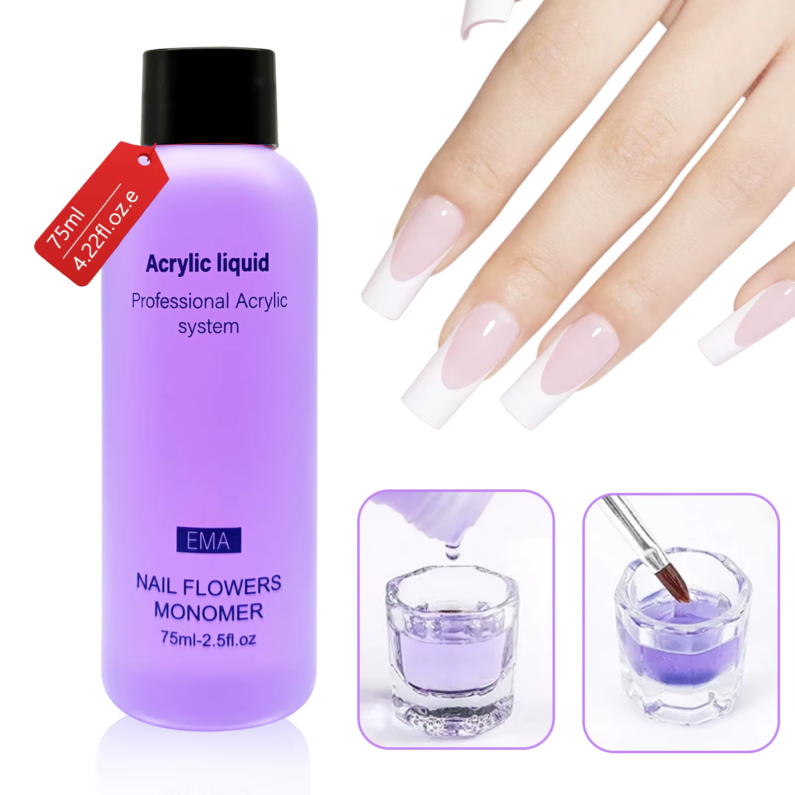 EMA – cristal monomère liquide acrylique pour ongles, 40ml/75ml/120ml, pour Nail Art, Extension de p
