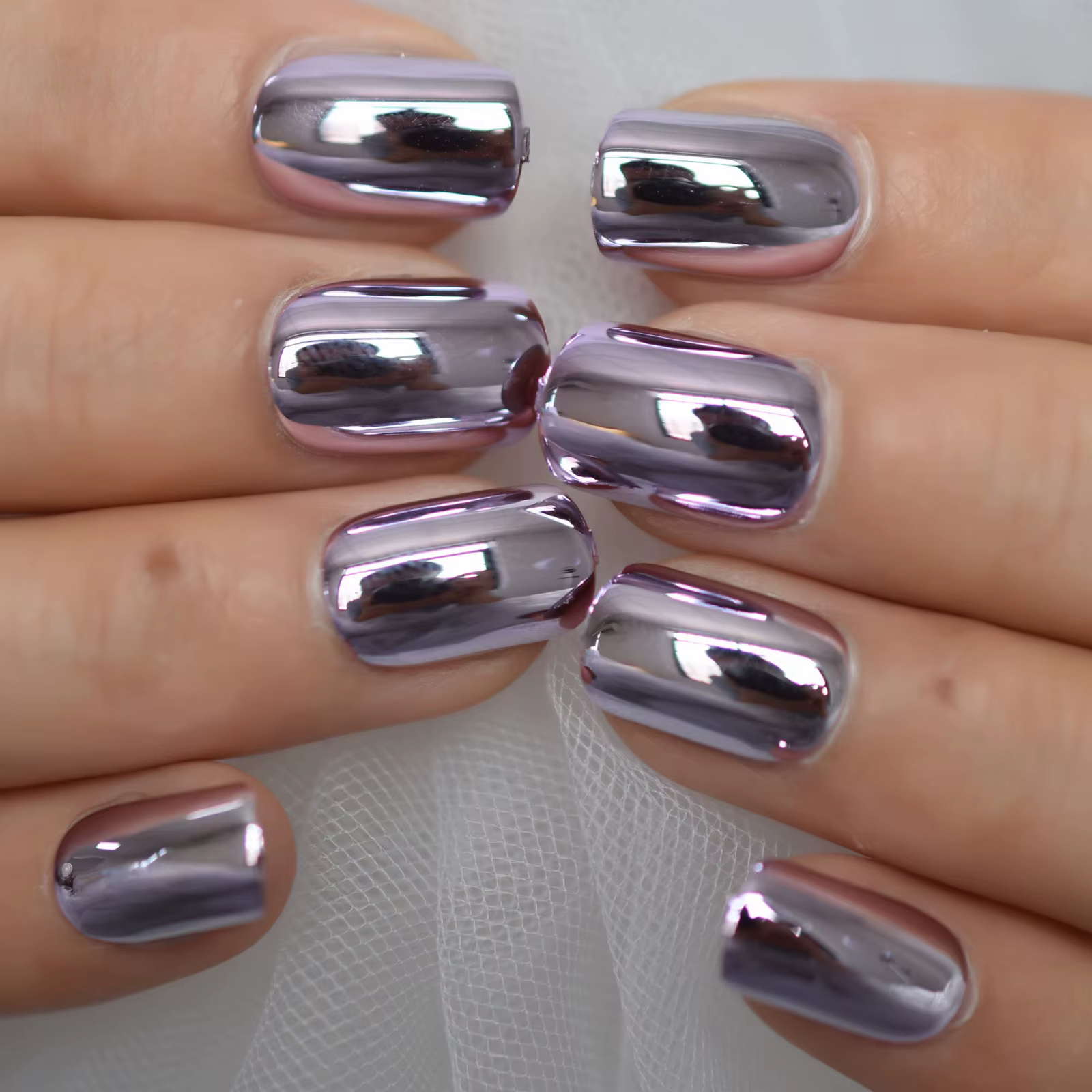 Carré galvanoplastie Chrome taille moyenne presse sur les ongles 2021 couverture complète ongles con