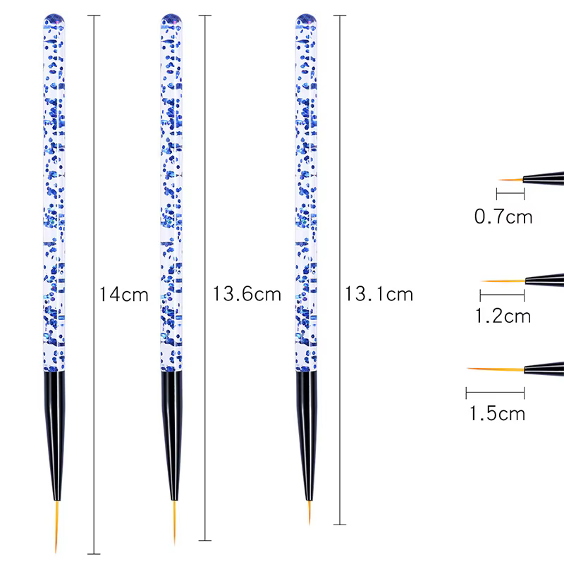 3 pièces/ensemble acrylique français rayure Nail Art ligne peinture stylo 3D conseils manucure mince