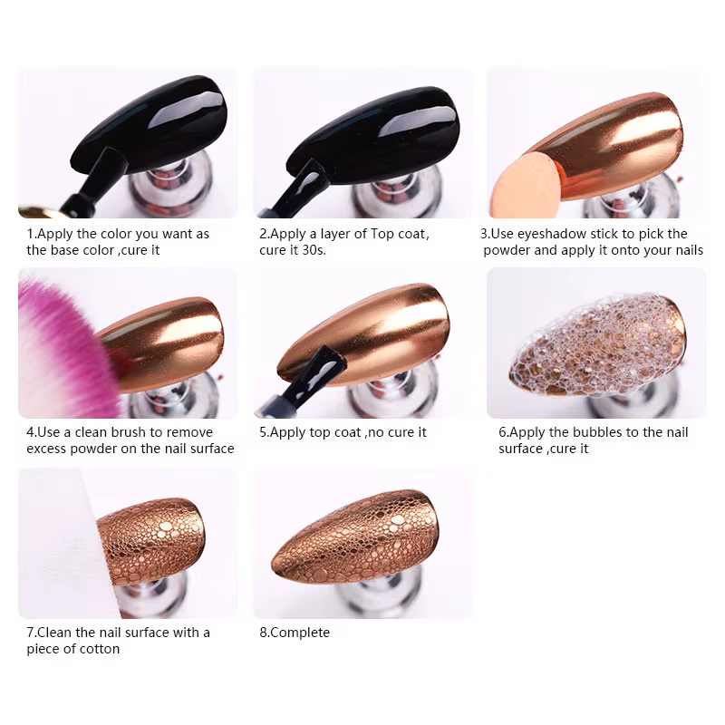 Poudre d'or et d'argent pour Nail Art, paillettes, Rose, champagne, vernis Gel UV, poussière, effet 