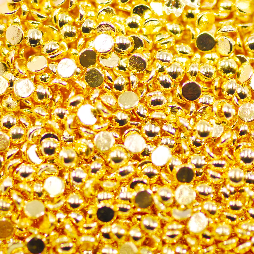 Perles en alliage de métal pour manucure, breloques 3D pour nail art, pierres précieuses, or, 1000, 
