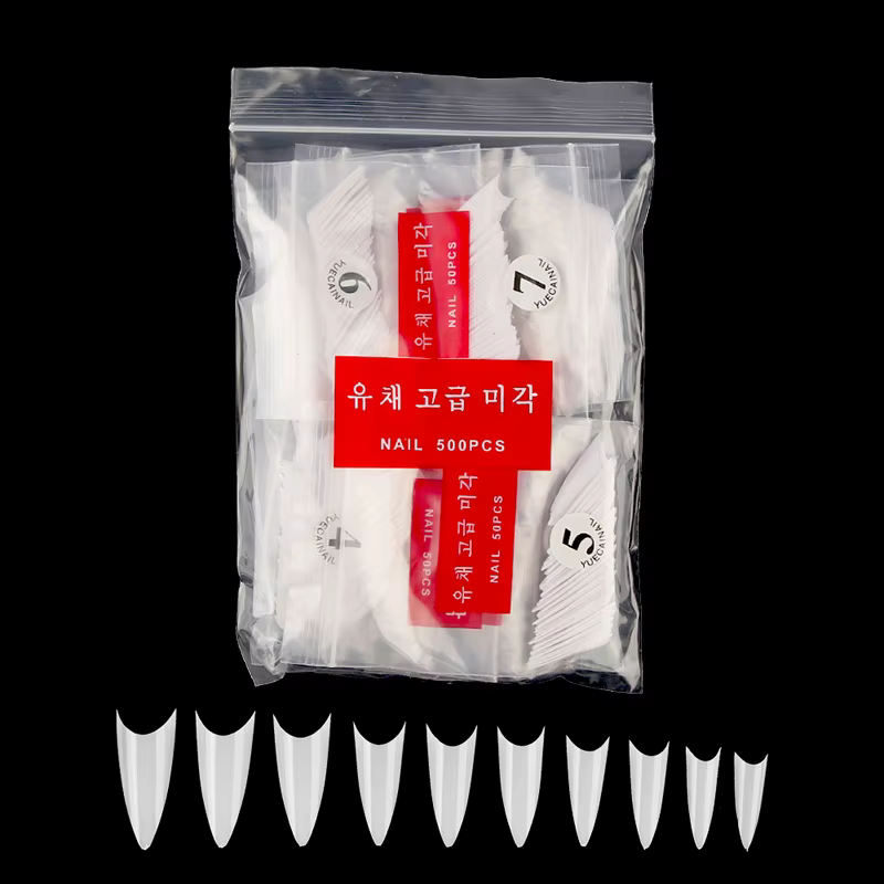 Faux aiguilles pour Nail Art, Gel UV acrylique, pointu, Transparent, Style français, 500 pièces