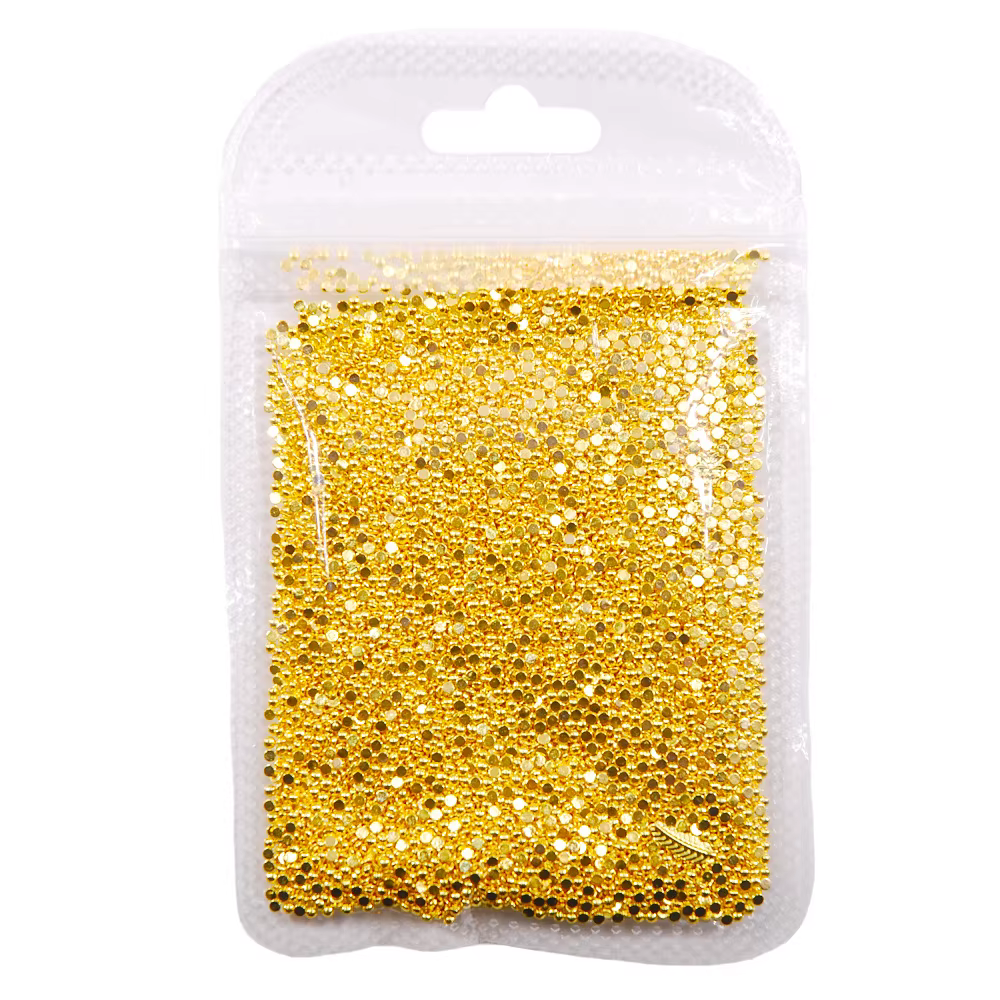 Perles en alliage de métal pour manucure, breloques 3D pour nail art, pierres précieuses, or, 1000, 