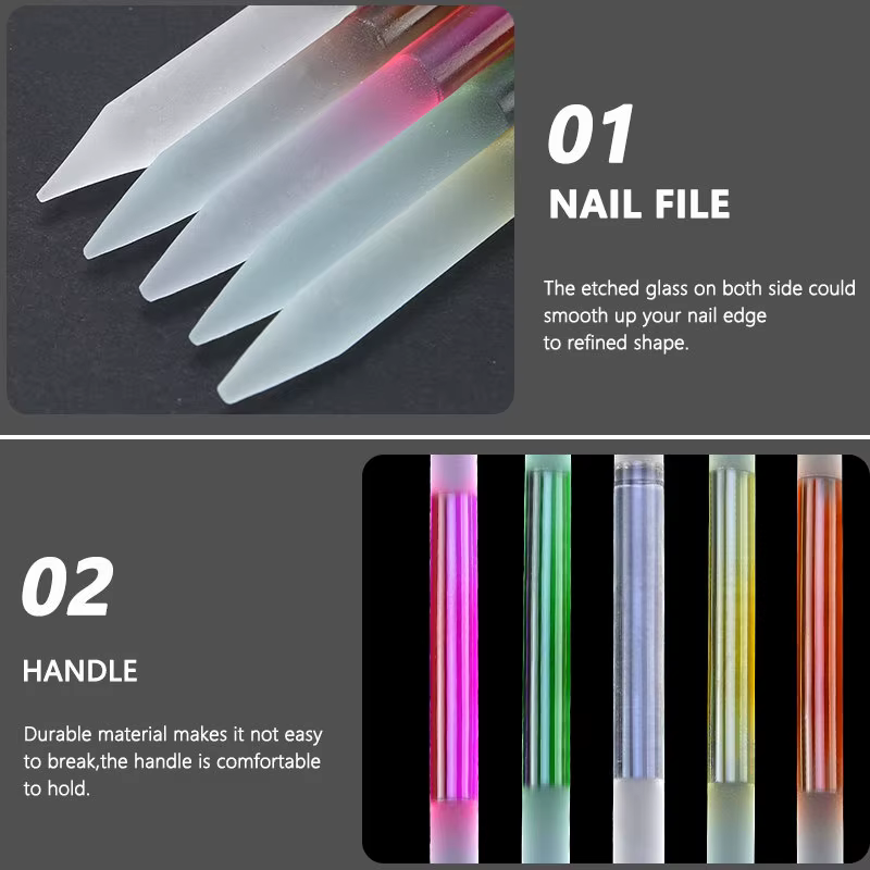Poussoir à cuticules en verre, bâton de manucure professionnel, limage de précision, dissolvant de c