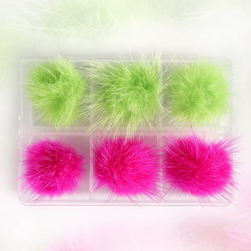 Boules de Pom pour ongles en peluche moelleuses détachables, 6 pièces, avec Base en fourrure, pour N