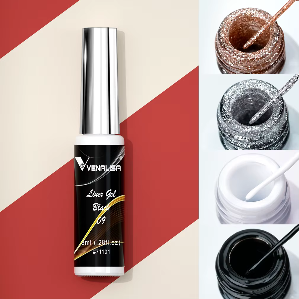 Venalisa Liner Gel 8ml vernis à ongles français UV LED peinture Gel Nail Art Design magnifique paill
