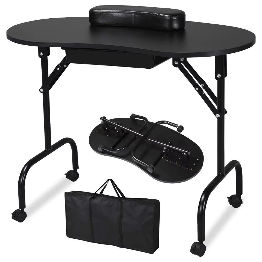 Table de manucure professionnelle pliable-bureau de Salon de manucure Portable avec roues de verroui