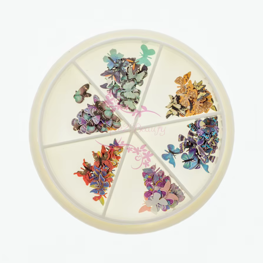 Décorations DIY pour manucure : Papillons colorés de style japonais en pâte de bois simulée pour nai