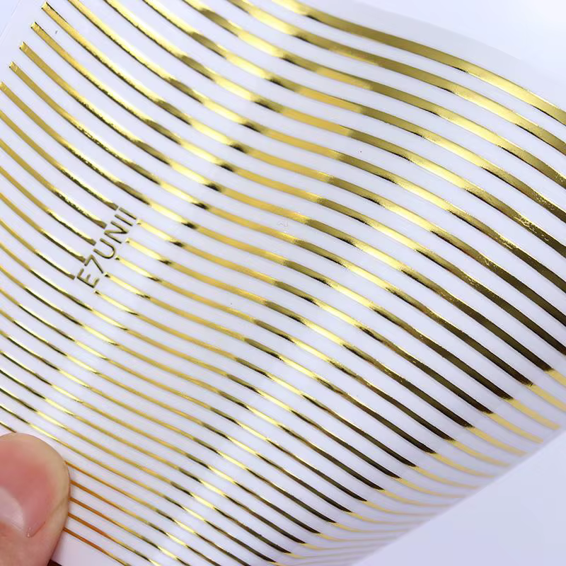 Blanc noir ligne française ongles autocollants rayure 3D dégradé lignes curseurs autocollants facile