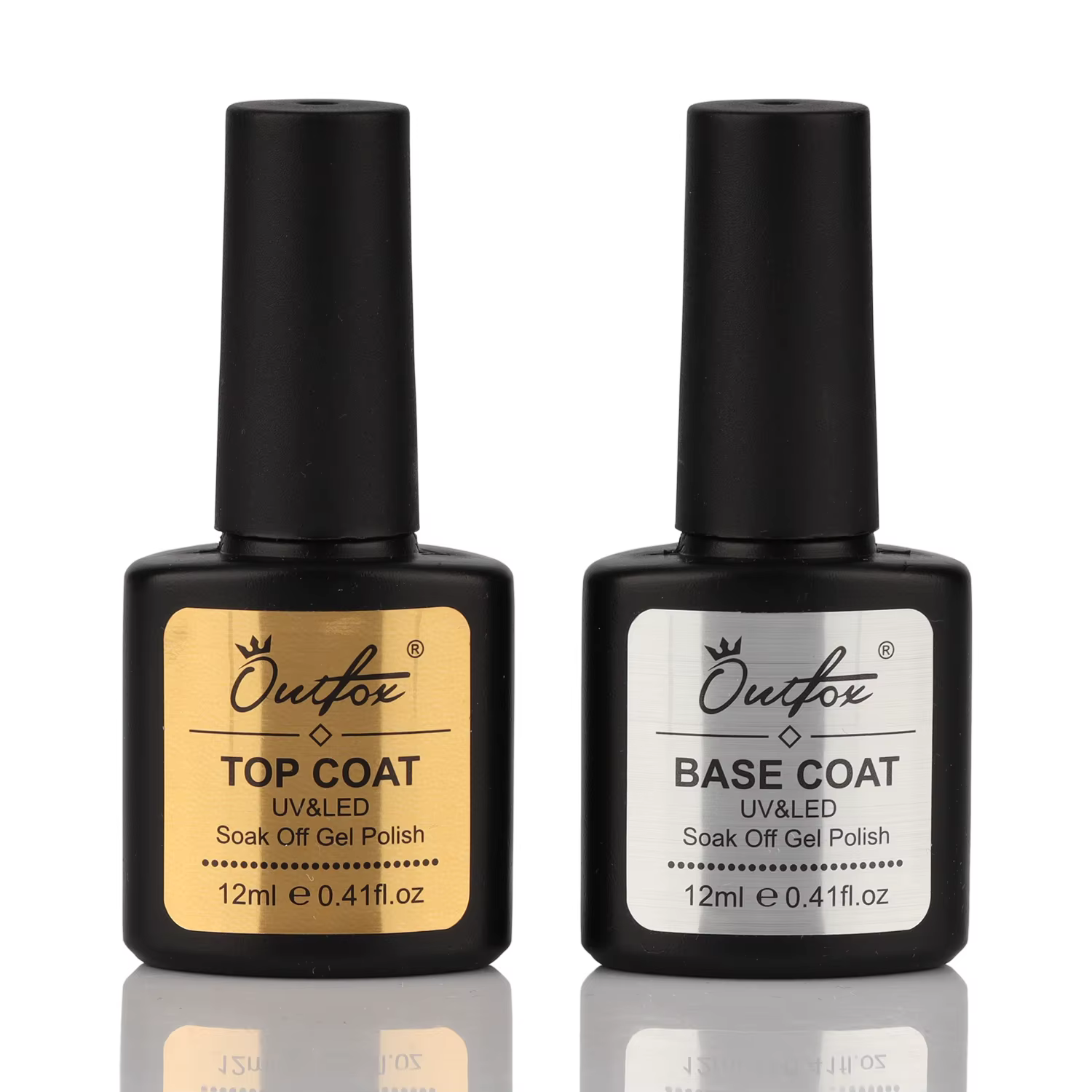 Ensemble de base et de couche supérieure de 12 ml de vernis à ongles UV Soak Off sans essuyage, vern