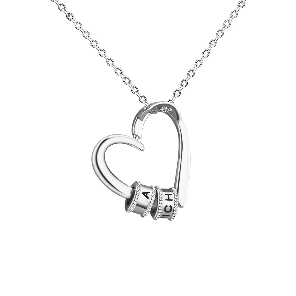 Collier coeur noms personnalisés noms de famille personnalisés collier de perles cadeau de fête des