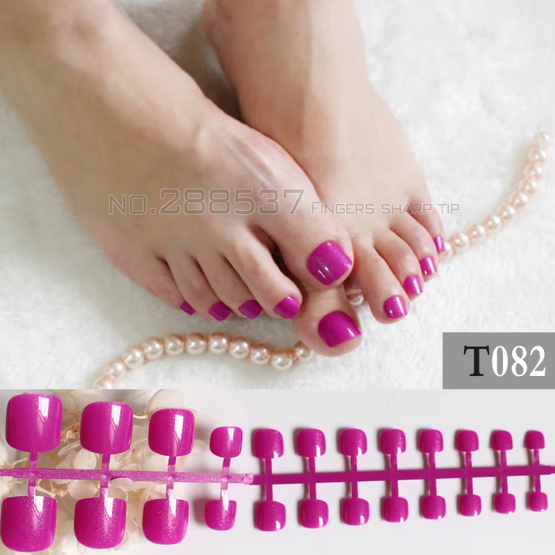 Faux ongles pour orteils, violet, mignon, bonbon, orteils, simple, T082, collection 2017