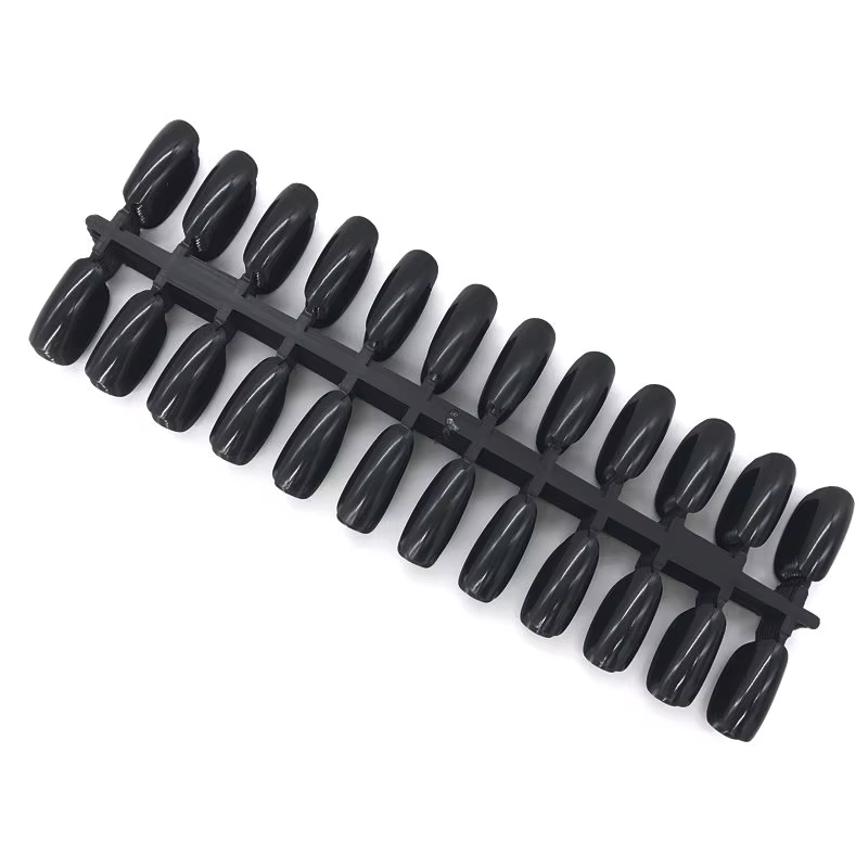 Faux ongles naturels transparents noirs, 10 pièces, carte complète pour exposition Nail Art, pratiqu