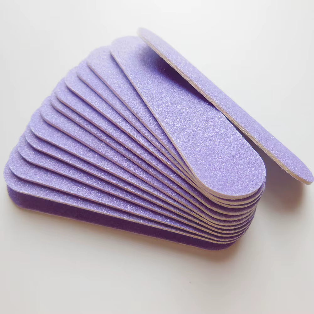 100 pièces de mini-limes à ongles violettes en bois, outils de manucure et de nail art