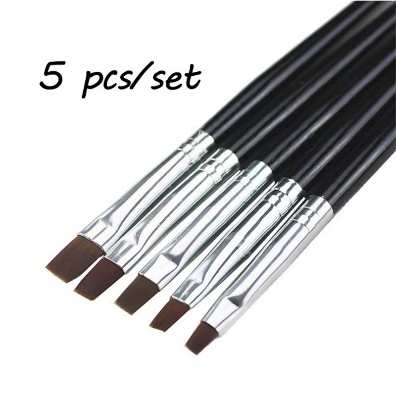 Kolinsky – ensemble de pinceaux plats pour Nail Art, 5 pièces, dégradé acrylique, constructeur de Ge