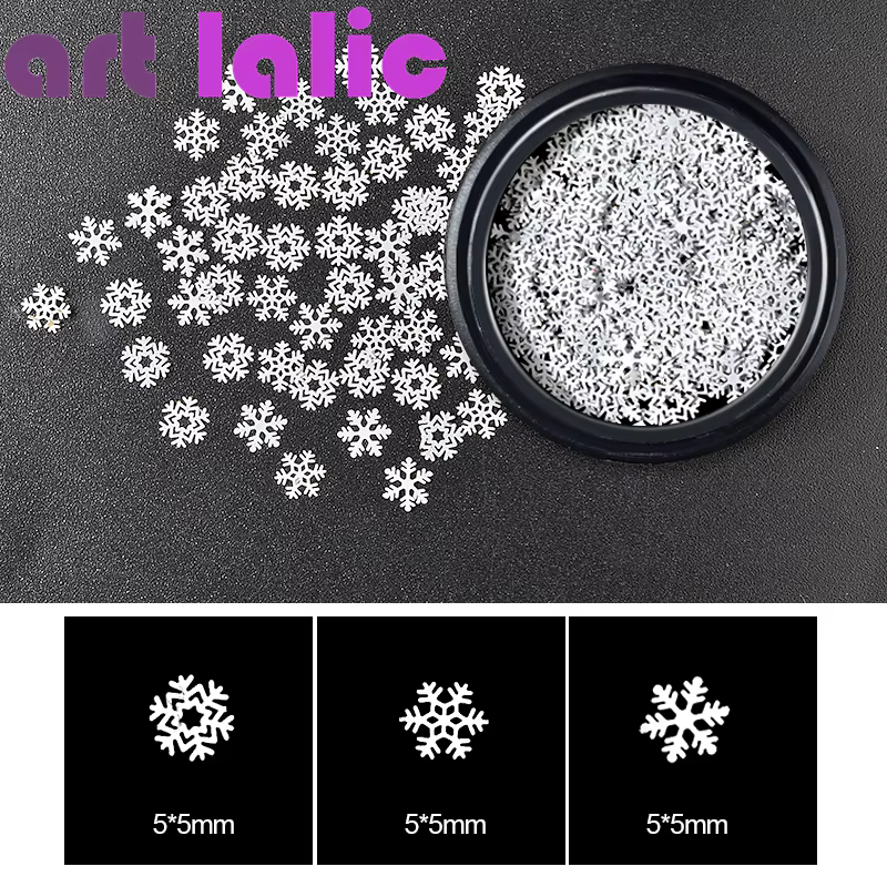 Paillettes 3D flocon de neige pour Nail Art, Paillettes mixtes blanches, décorations de manucure de