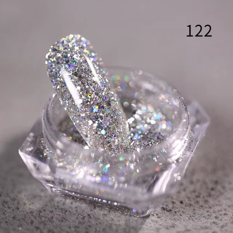 Nail Art bricolage nouvelle poudre de platine chaude 3D mélangée 8 couleurs ensembles de poussière d