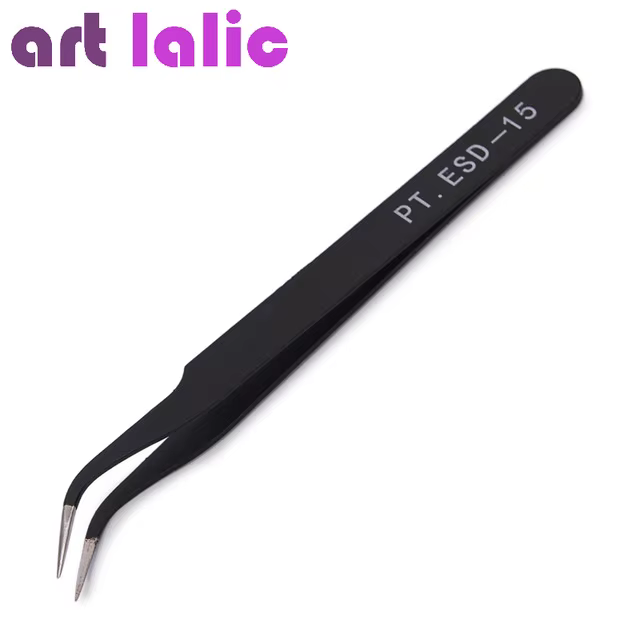 Outil de manucure antistatique noir, Gel acrylique, Nail Art, strass, paillettes, Paillette, pince à