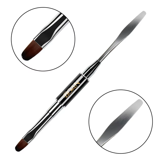 Brosse à ongles, brosse ovale avec spatule, brosse à fleurs d'extension de gel UV acrylique, bâton d