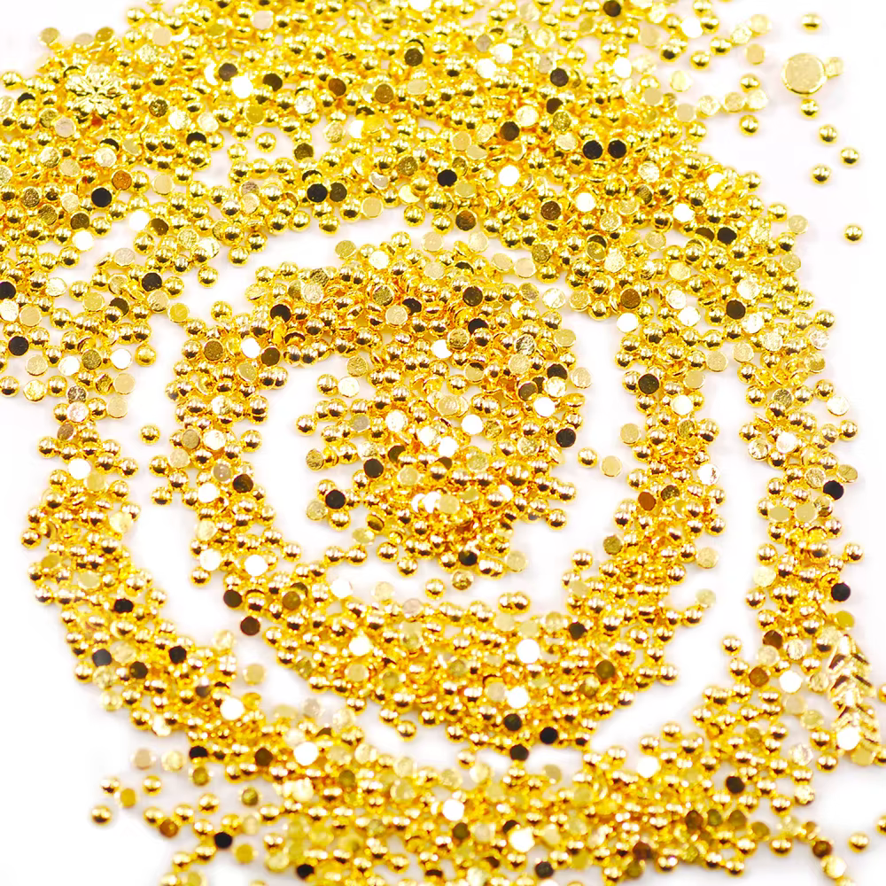 Perles en alliage de métal pour manucure, breloques 3D pour nail art, pierres précieuses, or, 1000, 