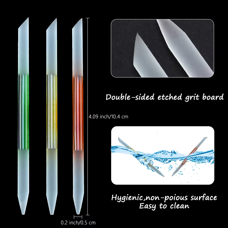 Poussoir à cuticules en verre, bâton de manucure professionnel, limage de précision, dissolvant de c