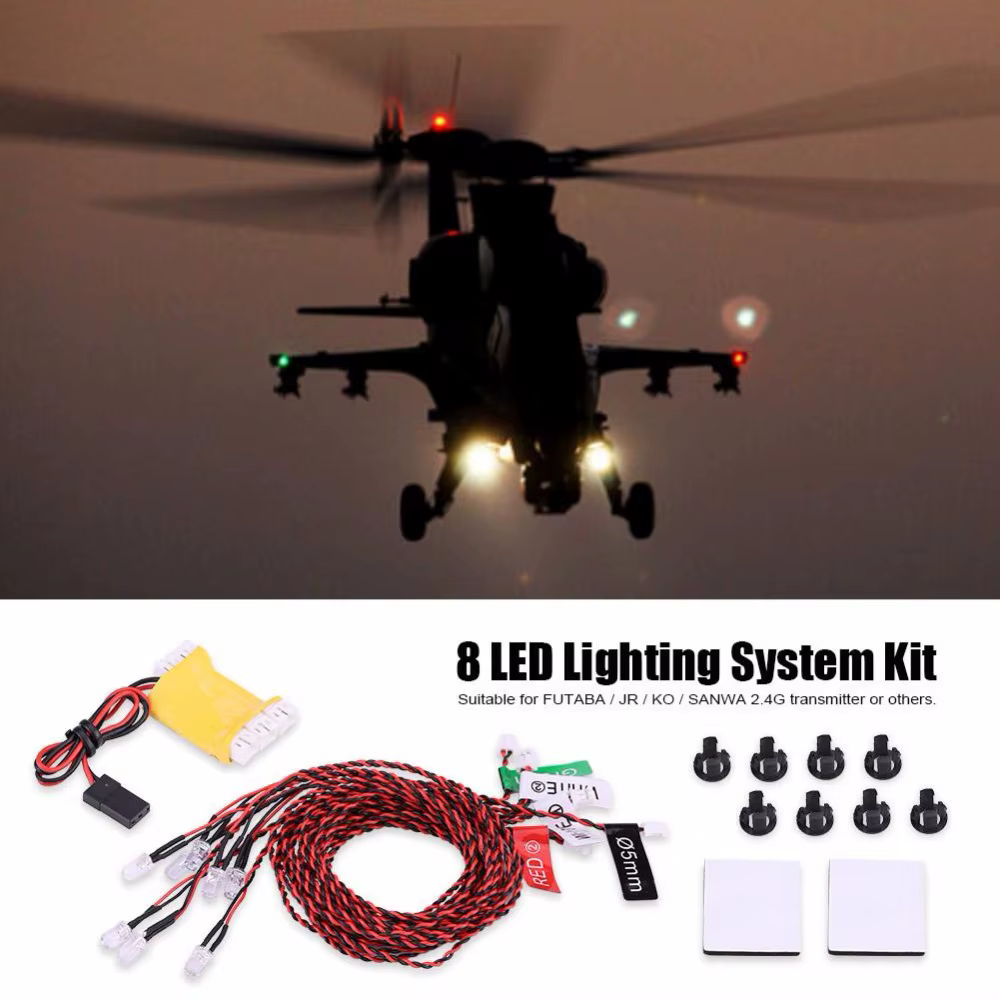 Kit de système d'éclairage RC 8 LED, lumières clignotantes de Simulation avec boîte de commande, acc