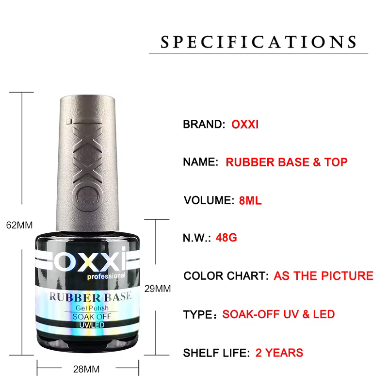 OXXI Base en caoutchouc semi-permanente pour vernis gel 8 ml Base épaisse et couche de finition pour