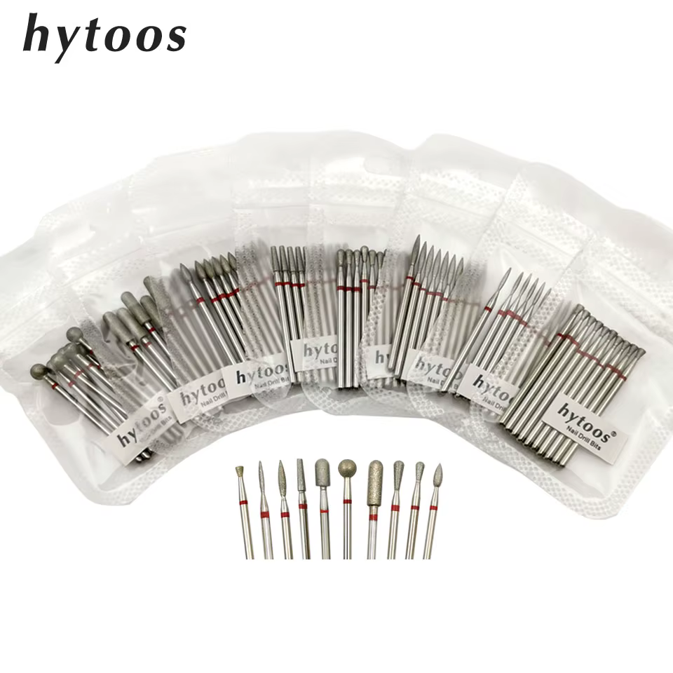 HYTOOS forets à ongles diamant grain fin 10 pièces/ensemble fraises à cuticules russes forets de man