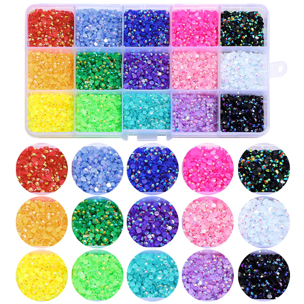 15000 pièces 3mm AB gelée ongles Strass résine dos plat coloré paillettes breloques accessoires bric