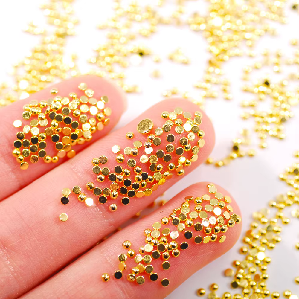 Perles en alliage de métal pour manucure, breloques 3D pour nail art, pierres précieuses, or, 1000, 