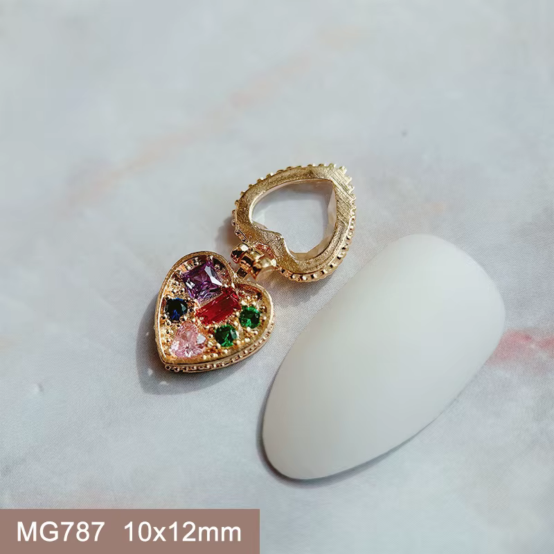 10 pièces saint valentin amour coeur marin lune Nail Art pièces Zircon cristal manucure ongles acces