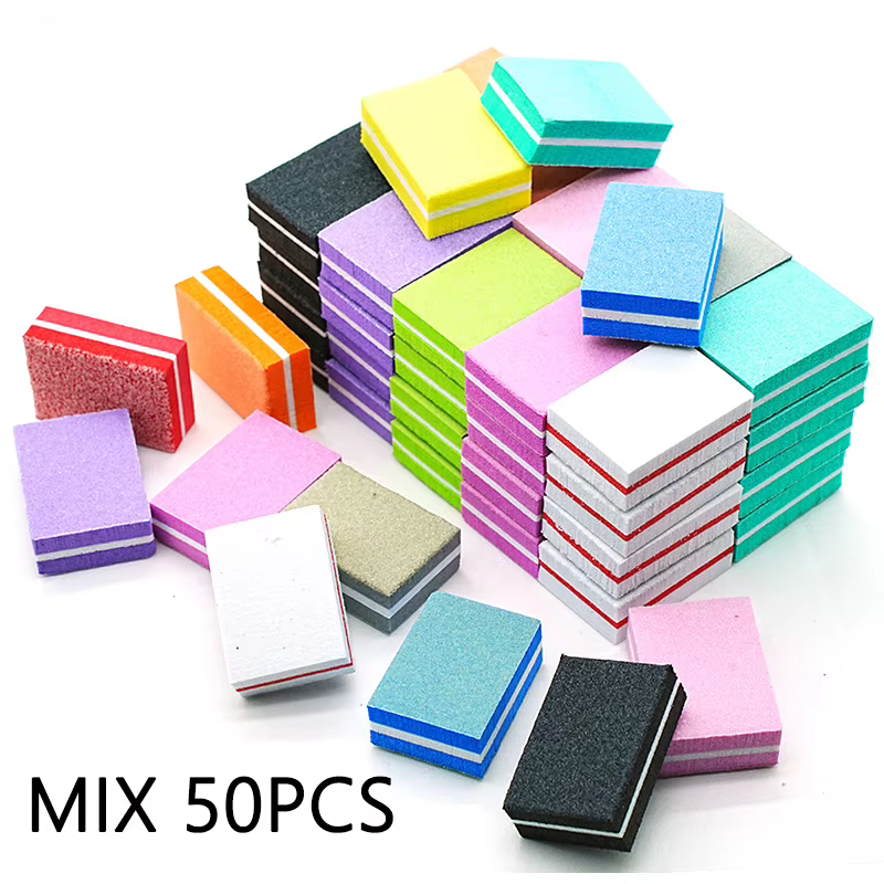 100Pc professionnel Mini tampon d'art des ongles 100/180 papier de verre manucure soin fichier ponça