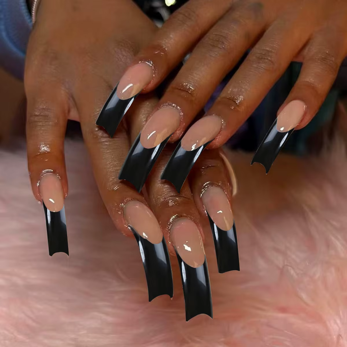 20 pièces mode courbe carré faux ongles Art Simple blanc français longs faux ongles ensembles fini r