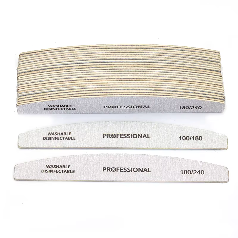 Limes à ongles professionnelles en bois, 100 180 240, tampon de manucure, bateau gris, tampons de pé