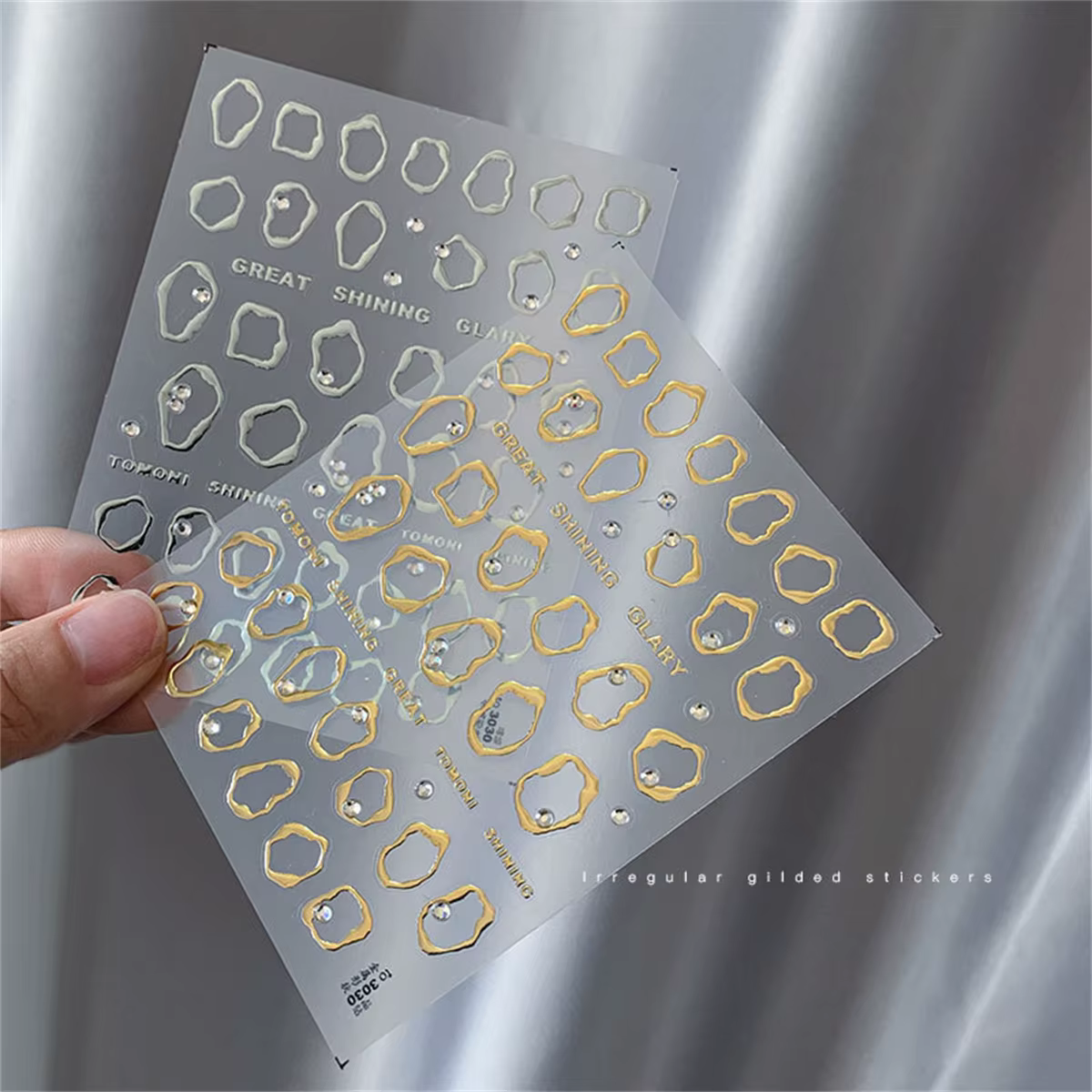 1 pièces 5D strass or argent motif irrégulier autocollant pour ongles conception Simple adhésif curs