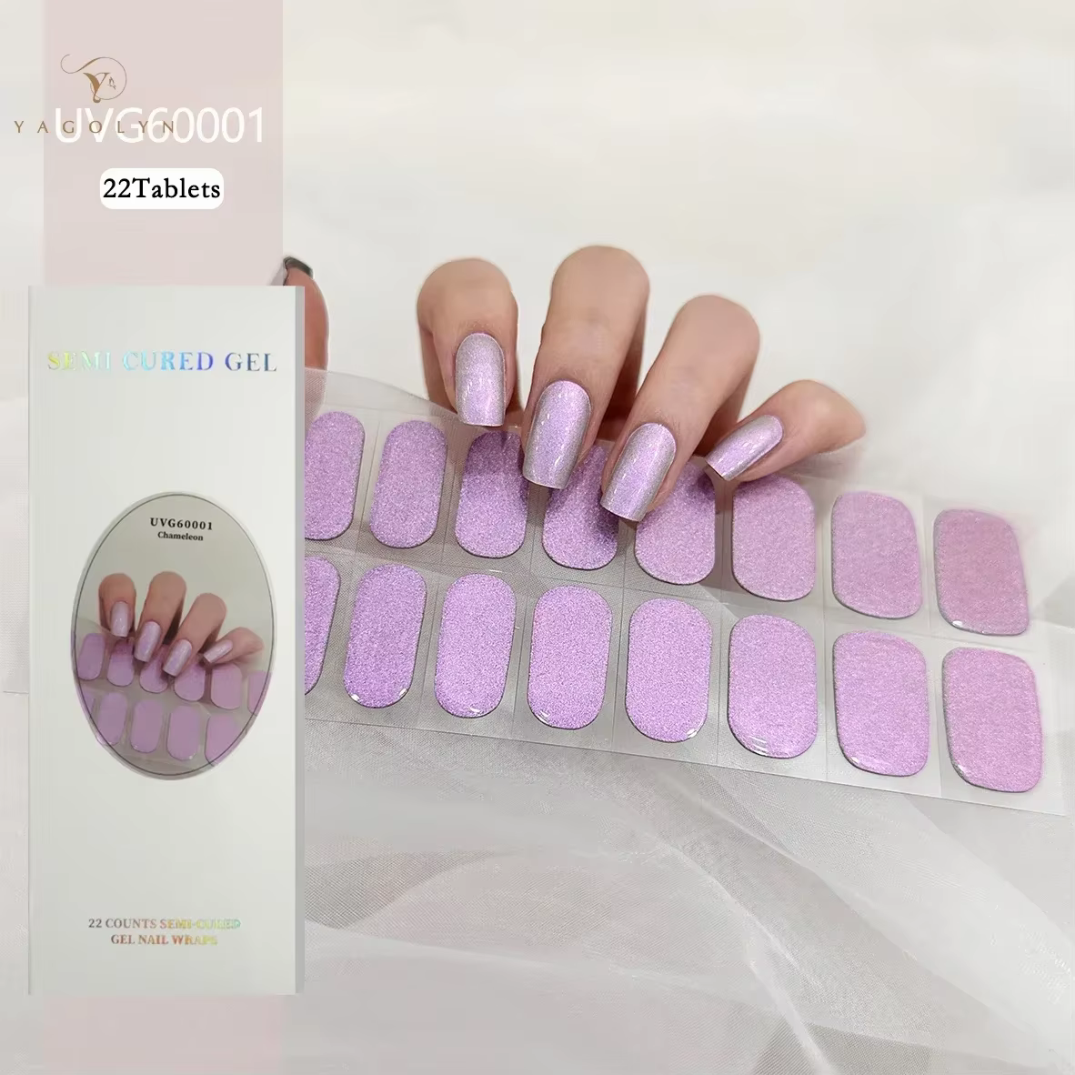 Bandes de Gel Semi-durci UV pour Lampe à Ongles, 22 Embouts, Solide, Brcorporelle, Semi-Rôti, Produi