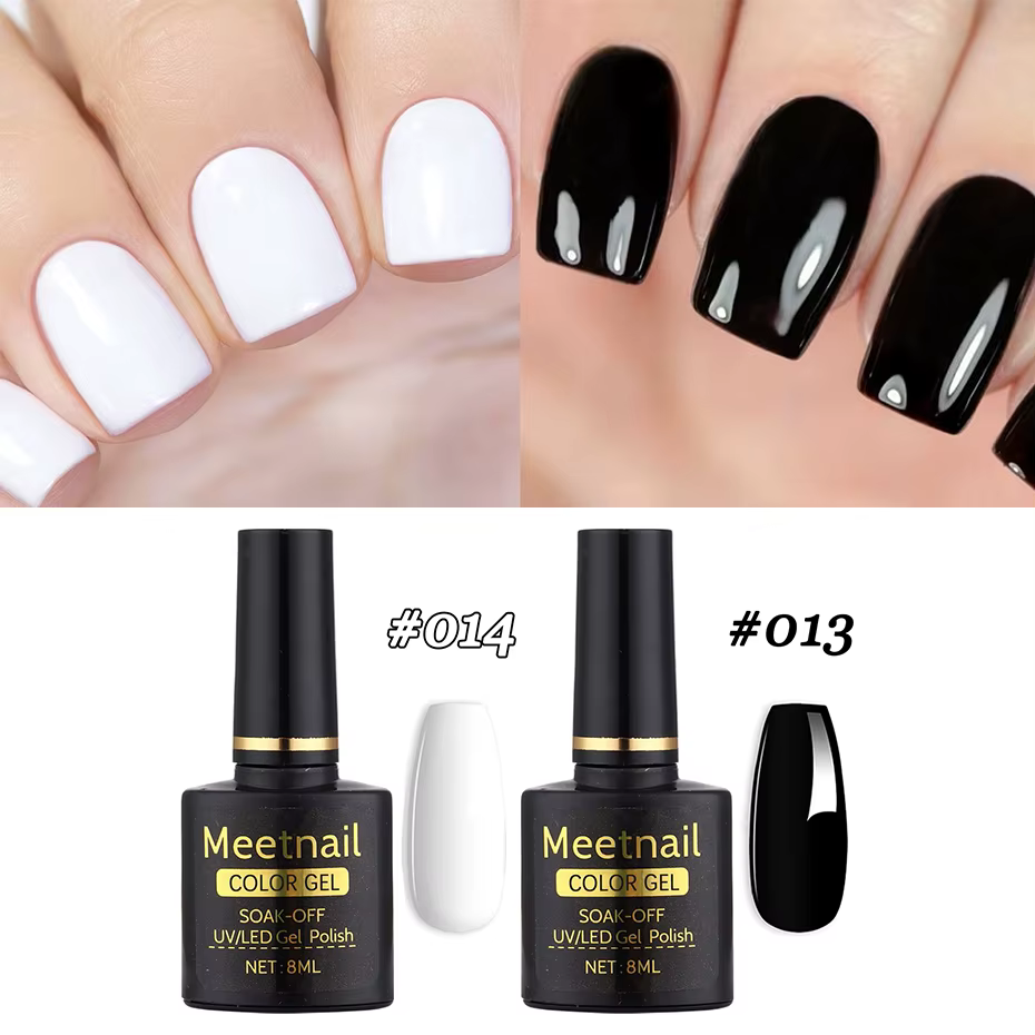 2 pièces noir blanc vernis à ongles Gel ensemble 8Ml Semi Permanent tremper UV LED vernis manucure o