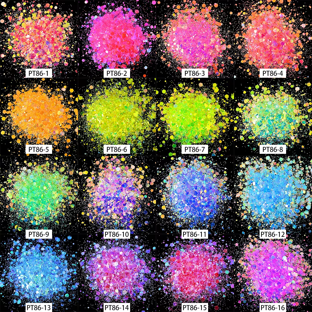 50 g/sac holographique mixte hexagone forme gros ongles paillettes paillettes scintillantes flocons 