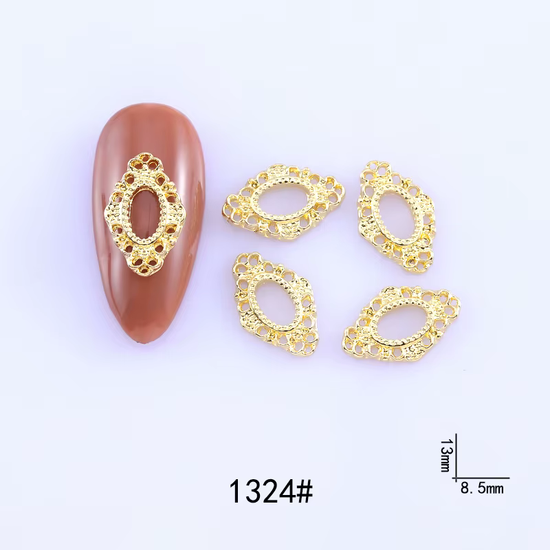 50 pièces cadres d'art d'ongle 4 formes modèles bricolage breloques en alliage pour accessoires d'on