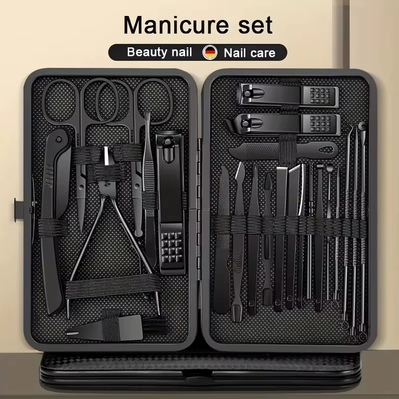 Ensemble professionnel de manucure 7/8/10/12/15/24 pièces, kit de coupe-ongles en acier inoxydable p