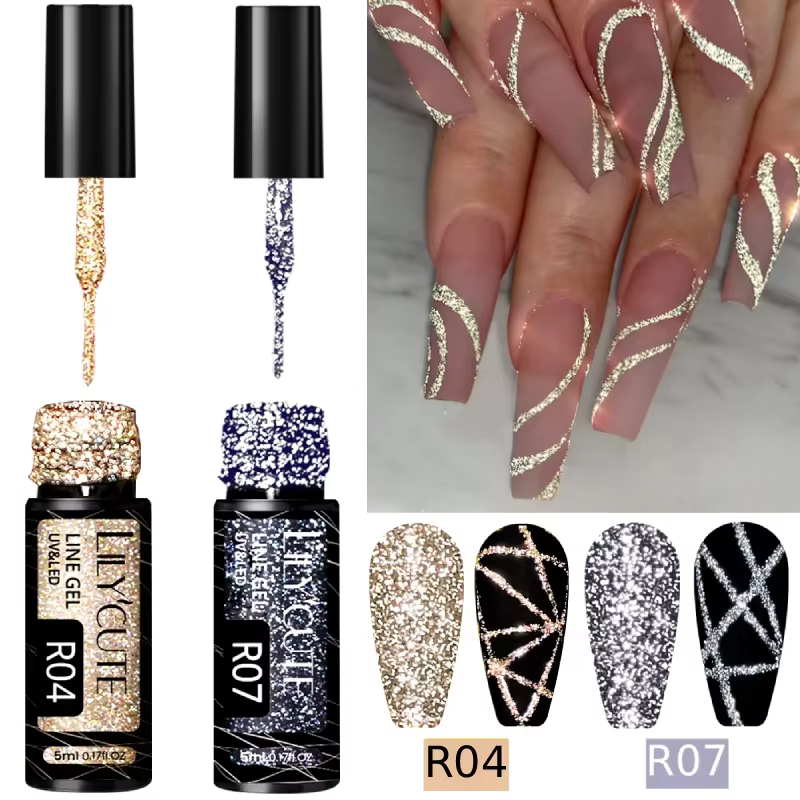 LILYCUTE 2/4/6 pièces Vernis à ongles gel réfléchissant effet graffiti champagne, gel UV scintillant