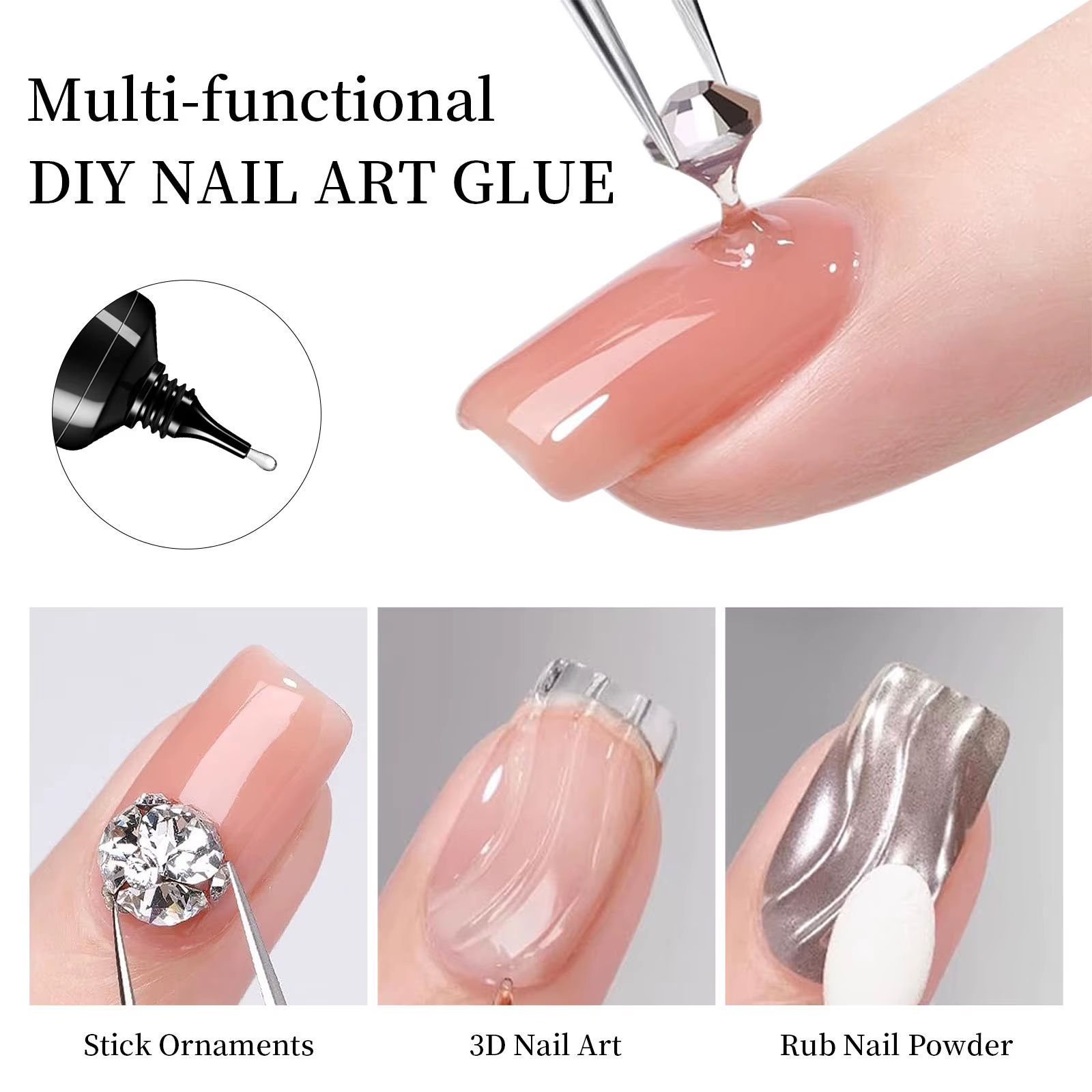 Colle à ongles adhésive forte pour presse sur les faux ongles, faux ongles en acrylique, colle trans